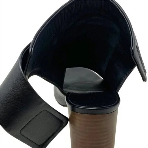 Vince Faye Black Leather Open Toe Cut Out Heel Ankle Booties - Size 8 EU 38 - Picture 7 of 9